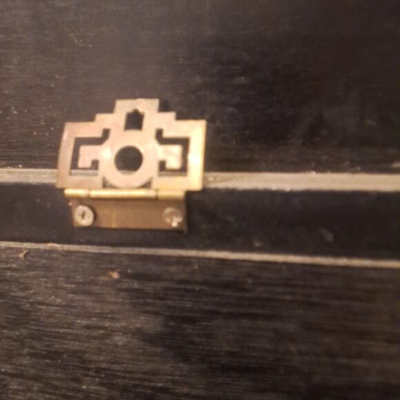 Vintage Black Lacquer Chinoiserie Scenery Motif Oriental Mirror Hand Painted - Picture 6 of 7